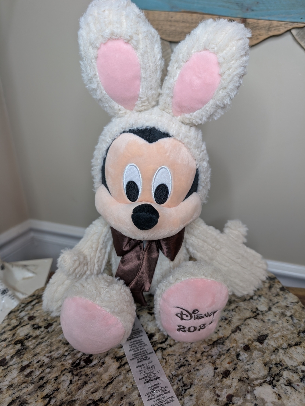 Disney 2024 Easter Plush Mickey in Cream Rabbit Outfit